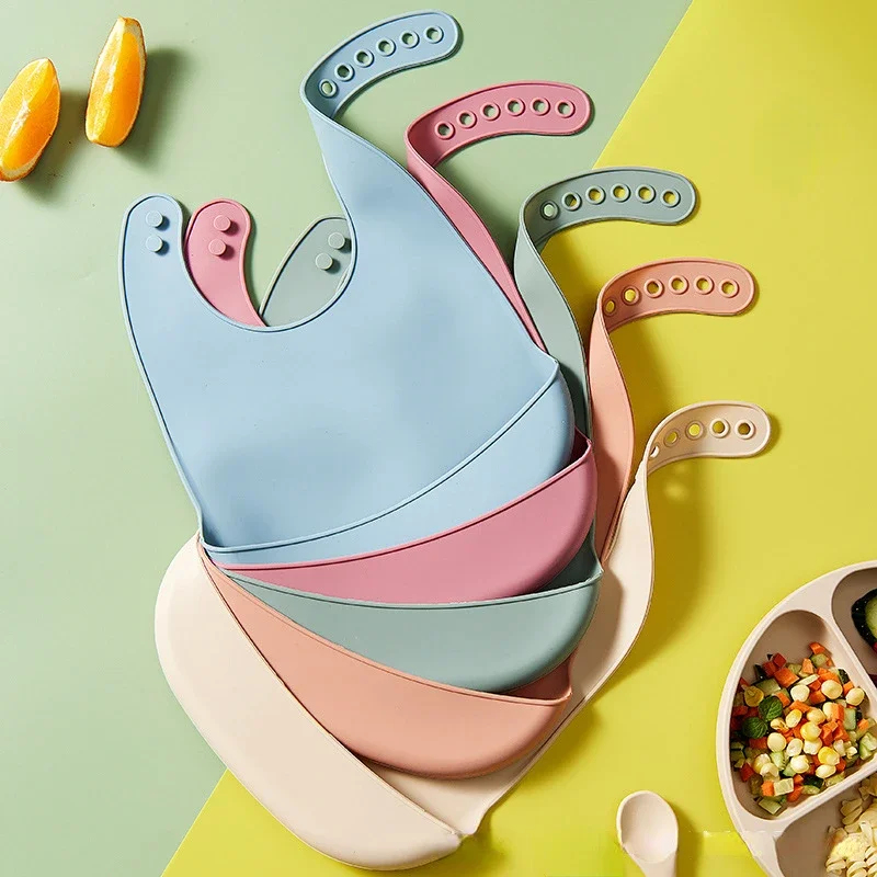 Silicone Baby Bibs - 1-4 Stück Verstellbare Wasserdichte Baby-Lätzchen aus