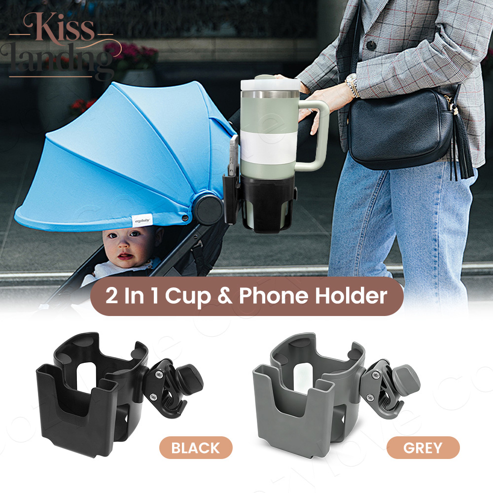 Stroller Accessories - Großer Kinderwagen-Getränkehalter mit Telefonsteckplatz, abnehmbar und